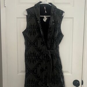 Free People Black Patterned Vest